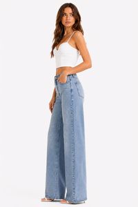 Jeans a Vita Alta e Gamba Larga con Stampa Glitterata, Vestibilità Comoda, Lunghezza Intera, in Cotone Stonewashed, Stile Casual - Product Image 2