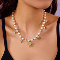 Vente chaude irrégulière géométrique coquillages étoile perle pendentif collier états-unis été vacances Style collier pour les femmes
