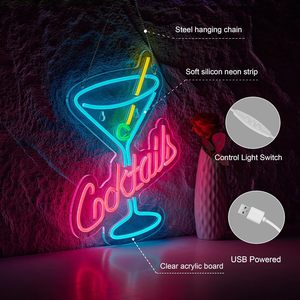 Cocktail neon LED indoor hanging ambient light bar party shop <b>sign</b> wall decoration light entrance indicator light luminous <b>sign</b> - Product Image 2