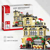 Ensemble de blocs de construction Scène de rue de restaurant occidental pour les distributeurs en gros, jouets miniatures d'architecture et détaillants de boutiques de cadeaux