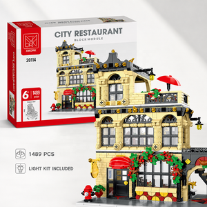 Ensemble de blocs de <span class=keywords><strong>construction</strong></span> Scène de rue de restaurant occidental pour les distributeurs en gros, jouets miniatures d'architecture et détaillants de boutiques de cadeaux - Product Image 2