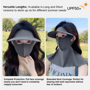 New Fashion Summer Lightweight Foldable UPF 50+ Ice Silk Unisex Sun Visor Cap Mask Sports Caps with Long Neck Flap - Product Image 2
