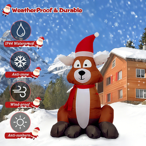 Petit décor intérieur et extérieur personnalisé 4FT mignon chien gonflable avec chapeau de Noël pour la maison jardin pelouse fête de vacances - Product Image 6