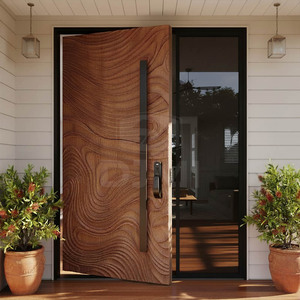Porte Pivotanti in Legno Massello Personalizzate per Villa Moderna, Nuove Porte di Sicurezza Frontali per Ingresso Principale - Product Image 3