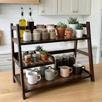 Boîte de rangement pour sachets de thé à 3 niveaux en bambou, station à matcha, station à café, étagère avec tiroir pour comptoir de cuisine