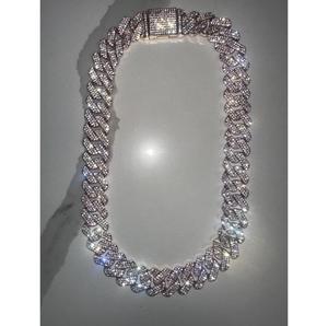 Collier élégant en moissanite à maillons cubains, chaîne de diamants, bijoux pour hommes et femmes, look de luxe hip-hop pour les soirées - Product Image 4