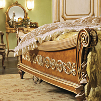 Reina tallada de madera romántica elegante cama francesa diseños intrincados marco de cama adornado muebles de dormitorio