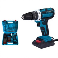 Perceuse-visseuse électrique multifonction 21V à moteur à balais, réversible, multi-vitesses, pour le marché international, avec kit de tournevis, direct usine