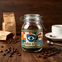 Vente en gros de pots en verre ronds de 350 ml avec couvercle à clip métallique, boîte de conservation hermétique pour le café, pot de conservation alimentaire en verre, impression UV personnalisée