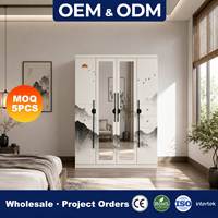 Armoire en acier imprimé avec miroir à motif floral personnalisé et porte coulissante pour espace de rangement d'appartement, fabricant OEM ODM