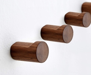 Lot de 4 crochets muraux ronds en bois naturel peints, multifonctionnels, portemanteaux modernes en bois sur pied - Product Image 5