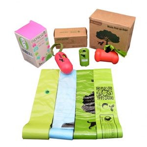 8 Rolls Customizable Package Disposable Pet Waste Bag Home <b>Compostable</b> Plastic Waste Dog Poop Bag - Product Image 6