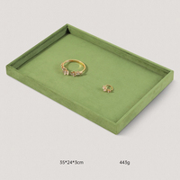 Plateau de présentation et de rangement pour bijoux en velours vert olive, fabriqué en usine, pour colliers, bagues, bracelets, boucles d'oreilles et pendentifs, vente en gros