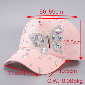 Sıcak satış kişilik basit bayanlar Bling kelebek bts parlak doruğa kapaklar moda pullu Rhinestone boncuk beyzbol şapkası - Product Image 6