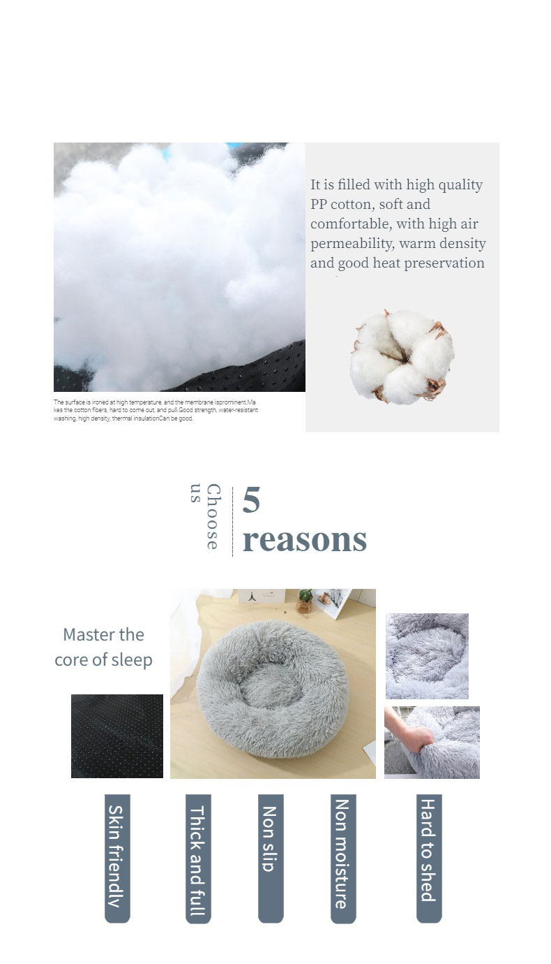 Fur Fluffy Donut Cheap Large Comfy Calming Waterproof Soft Warm Plush Luxury Round Houses Pet Beds