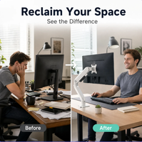 Support de moniteur de jeu à bras unique, fixation sur bureau, ergonomique, rotation à 360 degrés, hauteur réglable pour écran PC de 17 à 32 pouces