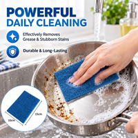 Ensemble de tampons à récurer en polyester tricolores avec toile en fibres de polyester grossières, outil de nettoyage pour la maison, la cuisine, les éviers, les casseroles et les poêles