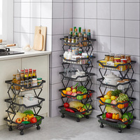 Vente en gros de paniers de rangement pliables pour fruits et légumes pour la maison et la cuisine, organisateur sur pied, étagère, chariot avec roulettes