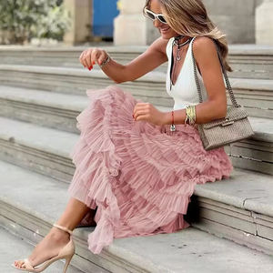 Élégante Robe <span class=keywords><strong>Longue</strong></span> Maxi en Satin Taille Haute pour Filles avec Nœud Plissé à Volants et <span class=keywords><strong>Jupe</strong></span> en <span class=keywords><strong>Tulle</strong></span> Gâteau Imprimé Léopard Tissu Promotionnel - Product Image 3