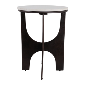 Tavolino Moderno con Piano in Marmo e Base in Metallo, Piccolo Tavolo d'Appoggio per Camera da Letto e Soggiorno - Product Image 3