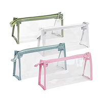 Trousse de Maquillage Triangulaire Transparente en PVC avec Fermeture Éclair, Personnalisable avec Logo, Légère et Imperméable pour Enfants, Vente en Gros Usine