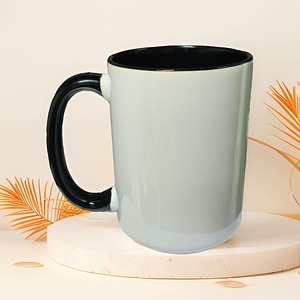 Taza de cerámica personalizada blanca con interior y asa negros para café, regalo empresarial, taza individual 1015 - Product Image 2