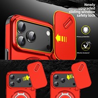 Coque de téléphone antichoc avec protection d'objectif coulissante et support annulaire pour iPhone 18 17 16 15 14 13 12 11 Pro Max