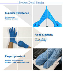 Gants d'examen hospitaliers extra épais, gants chirurgicaux stériles, sans poudre, jetables, en vinyle <span class=keywords><strong>bleu</strong></span>. - Product Image 6