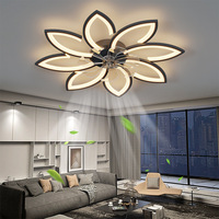 Moderno salón comedor control remoto ventiladores de techo de flores nórdicas con luces y control remoto