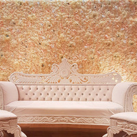 Panel Dinding Bunga Hydrangea Buatan Grosir 60x40cm, Latar Belakang Bunga Sutra untuk Dekorasi Acara Pernikahan dan Pesta