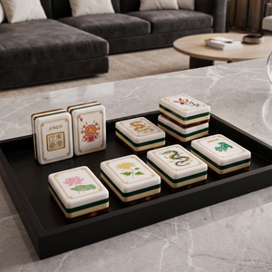 Jeu de Mahjong Américain 160 Tuiles, Cadeau de Luxe Exécutif, Thème Dragon Doré, Acrylique 4 Couches Non Toxique, Programme de Vente en Gros - Product Image 3