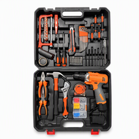 Ensemble d'outils électriques rechargeables Vokex de 112 pièces avec embouts, tournevis, marteau, pinces, clé pour la réparation à domicile