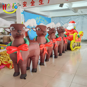 Decoración navideña personalizada enorme gigante inflable Navidad Santa Claus en trineo con renos - Product Image 4