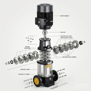 <span class=keywords><strong>Pompe</strong></span> à eau multi-étages verticale CDLF à faible vibration, 2HP, 12m³/<span class=keywords><strong>h</strong></span>, pour <span class=keywords><strong>h</strong></span>ôtels, avec surpression et fonctionnement fluide, hauteur de refoulement 20m, diamètre 50mm - Product Image 4