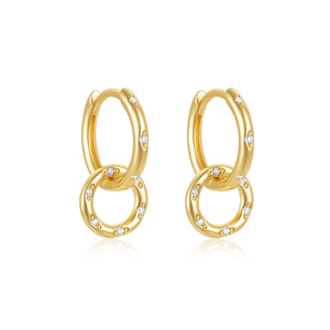 CANNER 925 Sterling <b>Silver</b> Gold Fashion Cross Zircon <b>Hoop</b> <b>Earrings</b> <b>for</b> <b>Women</b> - Product Image 1