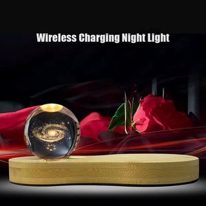 Custom Logo Crystal Ball Laser Engraving Night Light Souvenir with <b>Wireless</b> Charging Stand - Product Image 5
