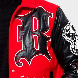 高品質 カスタム ラグジュアリー バーシティジャケット 襟付き パッチ刺繍 ヴィンテージ アメリカン ベースボール メンズ PUレザージャケット - Product Image 3