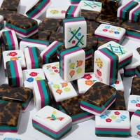Tuiles créatives personnalisées en acrylique à motif léopard, numérotées en anglais, pour Mahjong américain, jeux d'échecs et de cartes transfrontaliers