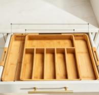 Organizador de cajones de cocina extensible de bambú para cubiertos, bandeja organizadora de cubiertos para cajón - Product Image 5