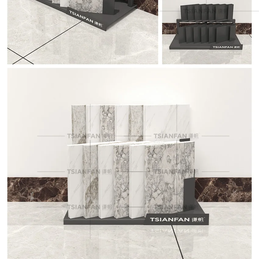 Retail Showroom Custom Sample Countertop Ceramic Tile Granite Panel Exhibition Marble Stone Mosaic Quartz Tabletop Display Racks