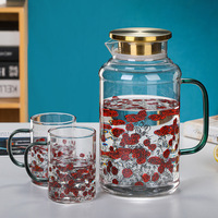 Bouilloire en verre résistant à la chaleur de 2000 ml avec couvercle et poignée en acier inoxydable pour la maison, pour préparer des jus de fruits faits maison
