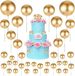 Tailai Cake Toppers Feliz cumpleaños Cake Topper Decoración Gold Silver Balls.