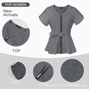 Blusa Médica de Diseño Moderno Personalizada para Mujeres, para Centros de Cuidado Postparto, Esteticistas y Terapeutas de SPA, Mezcla de Rayón y Spandex - Product Image 5