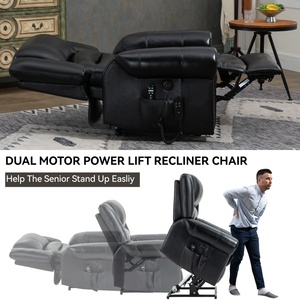 Sillón Reclinable de Cuero Genuino con Doble <span class=keywords><strong>Motor</strong></span> y Masaje Térmico, Sofá Reclinable con Mecanismo de Movimiento de Alta Resistencia y Función de Elevación Eléctrica - Product Image 4