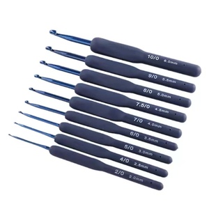 Crochets à <span class=keywords><strong>crochet</strong></span> en plastique bleu marine à manche souple pour le tricot à la main, le tissage et les outils de bricolage – Vente en gros - Product Image 4