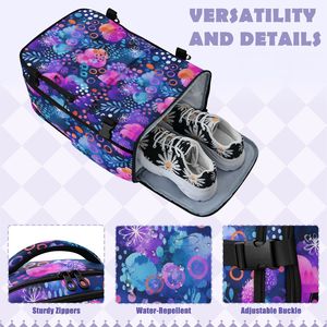 Sac à dos de sport décontracté coloré à motif floral à pois, imprimé personnalisé, sac à dos de loisirs en polyester, sac de voyage pour ordinateur portable pour femmes - Product Image 5