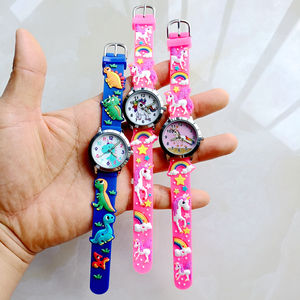 Enfants fête des enfants filles garçons étudiants arc-<span class=keywords><strong>en</strong></span>-ciel licorne dinosaure 3D dessin animé Silicone fête d'anniversaire cadeau horloge montres à Quartz - Product Image 2