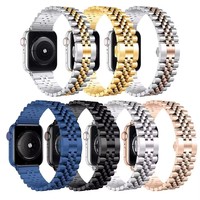 Bracelet de remplacement en acier inoxydable pour Apple Watch Series 7 41mm 45mm, bracelet en métal de luxe pour Apple Watch 44 41 42 38