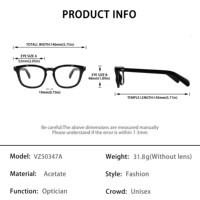 Nouvelle conception de monture optique en acétate noir de haute qualité avec charnière solide, montures de lunettes en acétate pour adultes unisexe