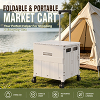 Chariot à roulettes en PP de conception personnalisée, éco-responsable, avec une capacité de 45/65L, pour la cuisine et les courses quotidiennes, chariot pliable